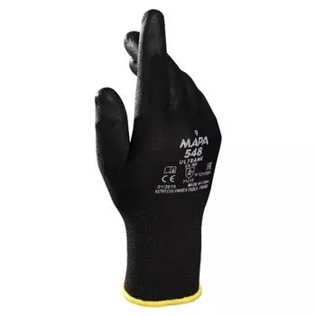 Перчатки хозяйственно-бытовые нейлоновые с полиуретановым покрытием, 9 (L), черный, MAPA