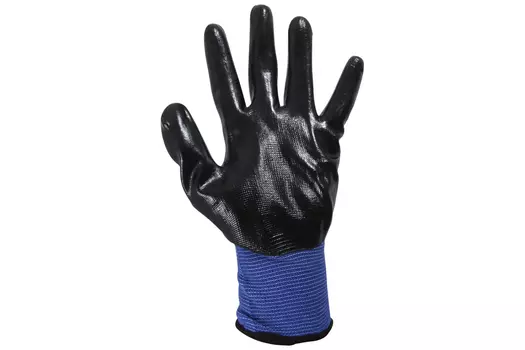 Перчатки хозяйственно-бытовые полиэстер нитрил, L, черный/синий, Park EL-N126 (001058)