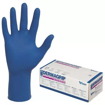 Перчатки смотровые латексные, пар в упаковке: 25, XL, синий, высокопрочные, Dermagrip