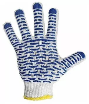 Перчатки трикотаж ПВХ, универсальный, белый/синий, SDS 09-0214 (09-0214)