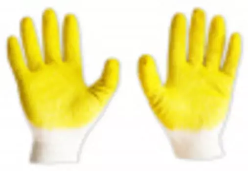 Перчатки Универсальные х/б латекс, M, белый/желтый, (1100509)