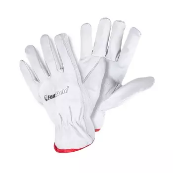 Перчатки универсальные кожаные кожа, кожа, механическое, скольжение, общие производственные загрязнения, XL/10, белый, мягкие, FoxWeld Акула СА-03 (7772)