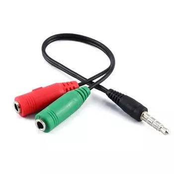 Переходник (адаптер) Jack 3.5mm(4pin) (M)-2xJack 3.5mm(F), черный RockBox (130728)