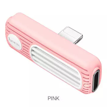 Переходник (адаптер) Lightning 8-pin(m)-2xLightning 8-pin(f), 2A, розовый HOCO LS29 (6931474735140)