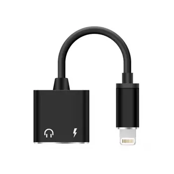 Переходник (адаптер) Lightning 8-pin(m)-Lightning 8-pin(f)+Jack 3.5mm(f), 20см, черный Smartbuy (A-835-new)