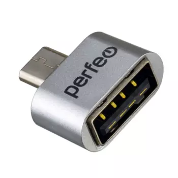 Переходник (адаптер) Micro USB 2.0(Bm)-USB 2.0(Af), OTG, серебристый PERFEO PF-VI-O011 Silver (PF_C3004)