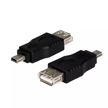 Переходник (адаптер) Mini USB 2.0(Bm)-USB 2.0(Af), OTG, черный, Greenconnect GC-UAF2M5 (GCR-55252)
