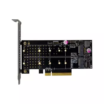 Переходник (адаптер) Orient C303E2, 2xM.2 NVMe 2230/2242/2260/2280/22110 M key NGFF, PCI-E, PCI-E 3.0 x8, 2230/2242/2260/2280/22110, черный