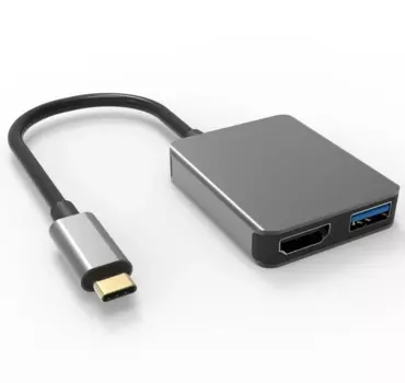Переходник (адаптер) USB 3.1 Type-C(m)-HDMI(Af), 15см, металлик VCOM CU454 (CU454)