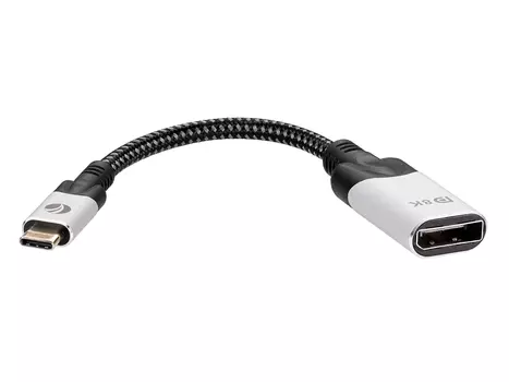 Кабель-переходник (адаптер) USB Type-C(m)-DisplayPort(f), быстрая зарядка, 15 см, черный/серый, VCOM (CU422MV-8K)