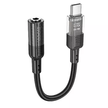 Переходник (адаптер) USB Type-C(M)-Jack 3.5mm(F), черный HOCO LS37 Spirit