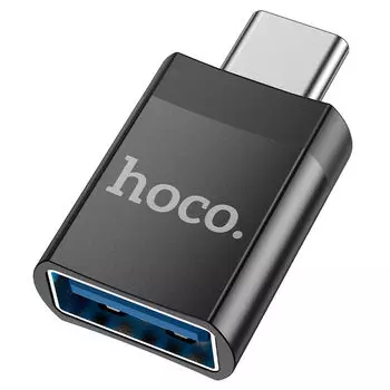 Переходник (адаптер) USB Type-C-USB, OTG, быстрая зарядка, черный HOCO UA17 (762016)