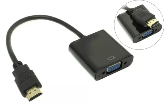 Переходник (адаптер) VGA(15F)-HDMI(19M), черный (128253)