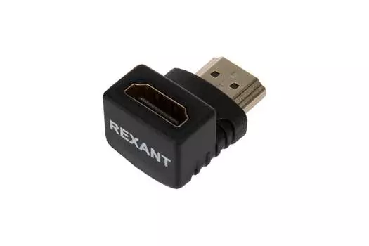 Переходник аудио-видео HDMI(19M)-HDMI(19F) угловой, черный REXANT (06-0176-A)