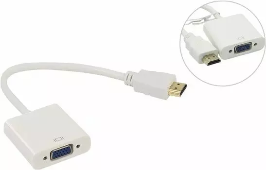 Кабель HDMI(19M)-VGA(15F), 10 см, белый VCOM (CG558)