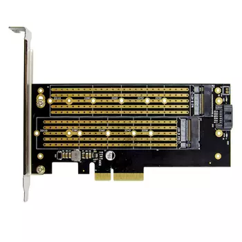 Переходник Orient C301E, 2xM.2 M-Key+M.2 B-Key PCI-E 3.0 4, 2230/2242/2260/2280/22110, черный (C301E)