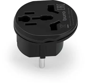 Переходник питания (адаптер) Europlug(M)-универсальный прямая вилка, 10А, черный Buro BU-PA01-B (BU-PA01-B)
