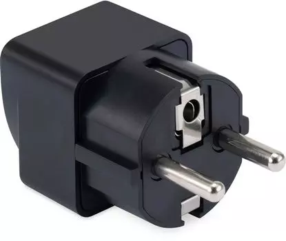 Переходник питания (адаптер) Europlug(M)-US/UK(f) прямая вилка, 10А, черный SunWind (SW-A120B)