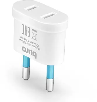 Переходник питания (адаптер) Europlug(M)-USA plug (f) прямая вилка, 2.5А, белый Buro BU-PA02-W (BU-PA02-W)