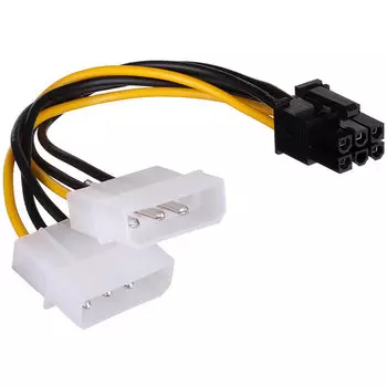 Кабель питания 2xMolex(M)-PCI-E 6-pin(M) Exegate, 15 см, белый (EX-CC-PSU-6/EX138937RUS)
