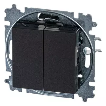 Переключатель ABB Levit, 2кл., скрытый монтаж, механизм с накладкой без рамки, антрацит / дымчатый чёрный (2CHH595245A6063)