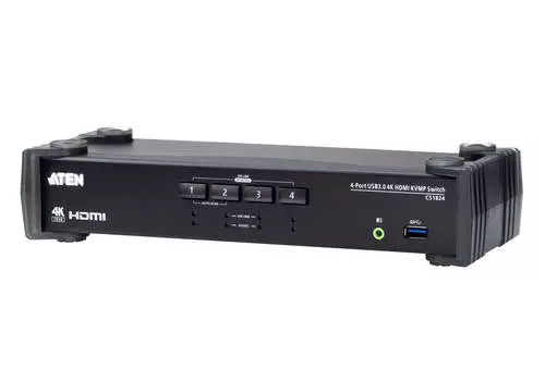 Переключатель KVM (КВМ) ATEN CS1824, 4-ПК, HDMI до 4096x2160, клавиатура USB, мышь USB (CS1824-AT-G)