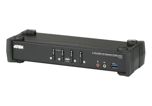Переключатель KVM (КВМ) ATEN CS1924, 4-ПК, DisplayPort до 4096x2160, клавиатура USB, мышь USB (CS1924-AT-G)