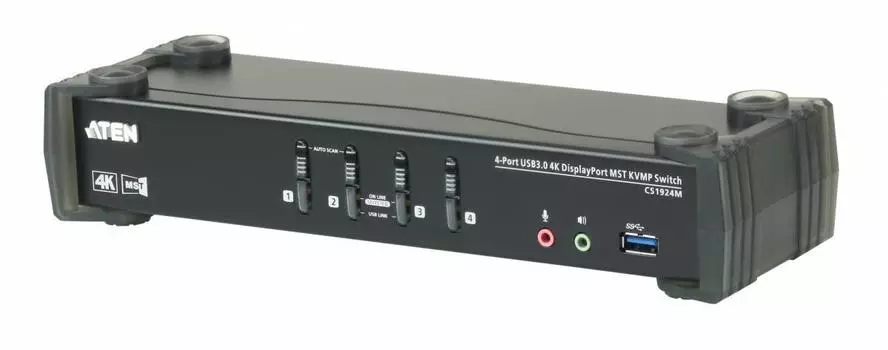 Переключатель KVM (КВМ) ATEN CS1924M, 4-ПК, HDMI/DisplayPort до 4096x2160 (CS1924M-AT-G)