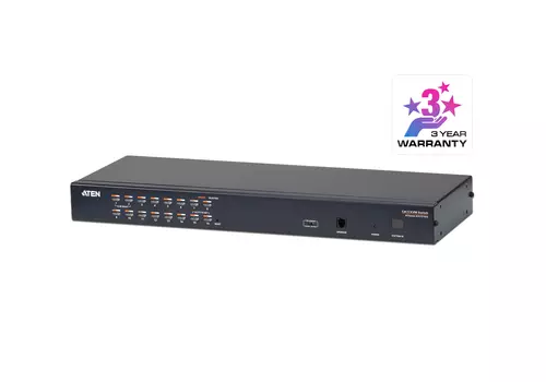 Переключатель KVM (КВМ) ATEN KH1516A, 16-ПК, VGA до 1600x1200, клавиатура USB+PS/2, мышь USB+PS/2 (KH1516A-AX-G)