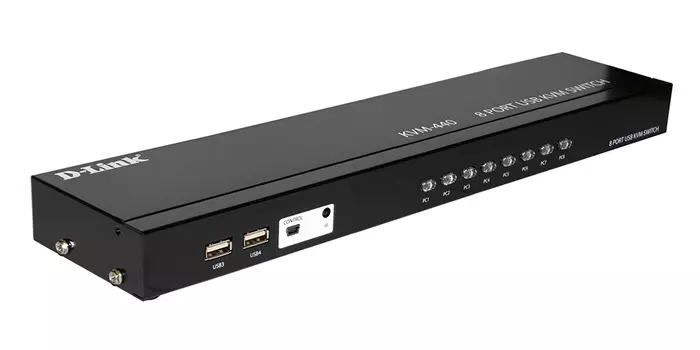 Переключатель KVM (КВМ) D-Link KVM-440, 8-ПК, VGA, клавиатура USB, мышь USB (KVM-440/C)
