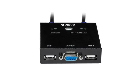 Переключатель KVM (КВМ) Origo OKVM221, 2-ПК, VGA/USB до 2048x1536, клавиатура USB, мышь USB (OKVM221/A1A)