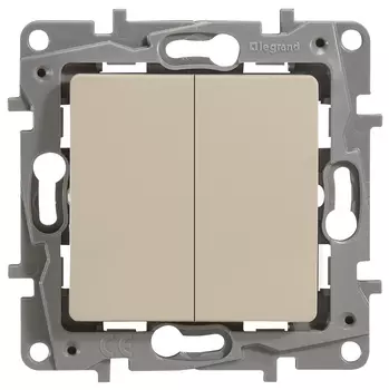 Переключатель Legrand Etika, 2кл., скрытый монтаж, механизм с накладкой без рамки, слоновая кость (672312)
