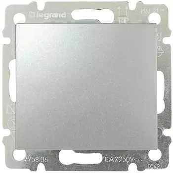 Переключатель Legrand Valena, 1кл., скрытый монтаж, механизм с накладкой без рамки, алюминий (770106)