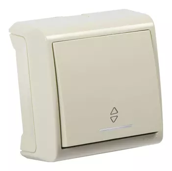 Переключатель Panasonic Vera, 1кл., индикатор/подсветка, открытый монтаж, в сборе, кремовый (90681263-RU)