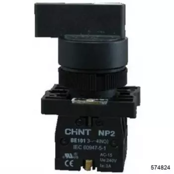 Переключатель поворотный на 2 положения, черный, CHINT NP2-EJ53 (574828)