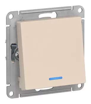 Переключатель Schneider Electric AtlasDesign, 1кл., индикатор/подсветка, скрытый монтаж, механизм с накладкой без рамки, бежевый (ATN000263)
