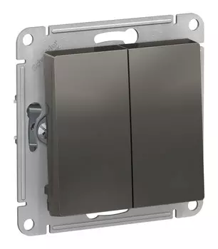 Переключатель Schneider Electric AtlasDesign, 2кл., скрытый монтаж, механизм с накладкой без рамки, СТАЛЬ (ATN000965)