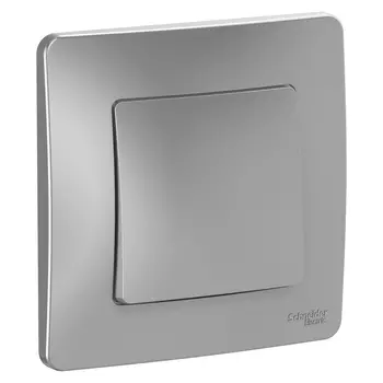 Переключатель Schneider Electric BLANCA, 1кл., скрытый монтаж, механизм с накладкой без рамки, алюминий (BLNVS010603)
