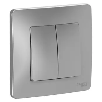Переключатель Schneider Electric BLANCA, 2кл., скрытый монтаж, механизм с накладкой без рамки, алюминий (BLNVS106603)