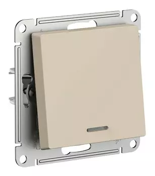 Переключатель Systeme Electric AtlasDesign, 1кл., индикатор/подсветка, скрытый монтаж, механизм с накладкой без рамки, песочный (ATN001263)