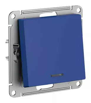 Переключатель Systeme Electric AtlasDesign, 1кл., индикатор/подсветка, скрытый монтаж, механизм с накладкой без рамки, аквамарин (ATN001163)