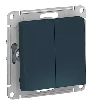 Переключатель Systeme Electric AtlasDesign, 2кл., скрытый монтаж, механизм с накладкой без рамки, изумруд (ATN000865)