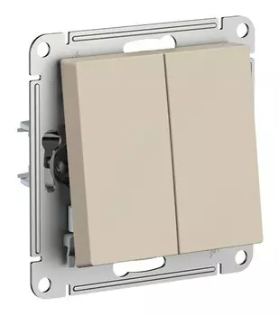 Переключатель Systeme Electric AtlasDesign, 2кл., скрытый монтаж, механизм с накладкой без рамки, песочный (ATN001265)
