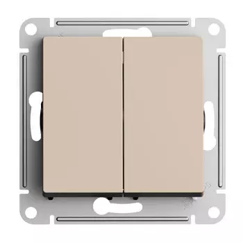Переключатель Systeme Electric AtlasDesign, 2кл., скрытый монтаж, механизм с накладкой без рамки, песочный (ATN001273)