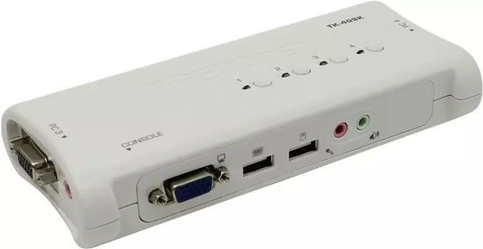 Переключатель TRENDnet TK-409K 4-port USB KVM Switch (клавиатураUSB+мышьUSB+VGA15pin+audio)
