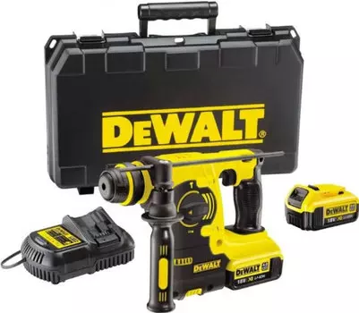 Перфоратор DeWALT DCH253M2-QW, аккумуляторный, SDS-Plus, 2.1 Дж, 1200 об/мин, 4500 уд/мин, 18V, 4 А·ч, Li-Ion, два акб, пластиковый кейс, 3.1 кг (DCH253M2-QW)