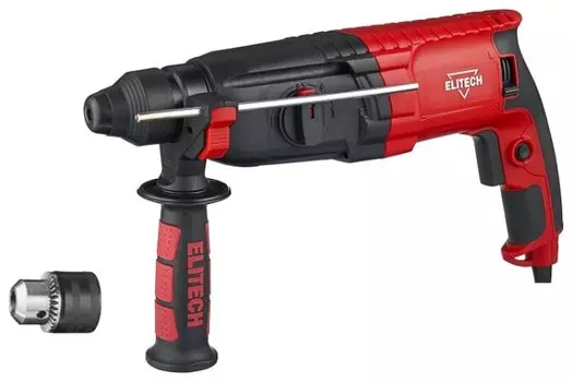 Перфоратор Elitech П0826РЭМ, сетевой, SDS-Plus, 800Вт, 2.8 Дж, 1200 об/мин, 5500 уд/мин, кейс, 3.2кг (178186) боковая рукоятка, ограничитель глубины сверления