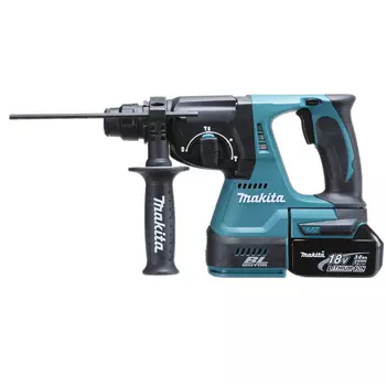 Перфоратор Makita DHR242RFE , аккумуляторный, SDS-Plus, 2.4 Дж, 950 об/мин, 4700 уд/мин, 18V, 3 А·ч, Li-Ion, два акб, кейс, 3.1кг (0088381654302) 2акб+З/У