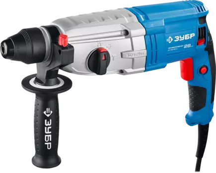 Перфоратор ЗУБР ЗП-28-800 К, сетевой, SDS-Plus, 800Вт, 3.2 Дж, 1200 об/мин, 4800 уд/мин, кейс, 3.45кг