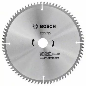 Пильный диск BOSCH Eco Aluminium, ⌀254мм x 30мм по алюминию, чистый, 80T, 1шт. (2608644394)